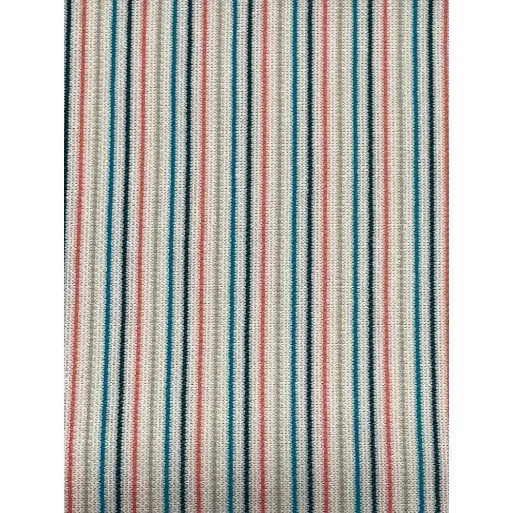Fabric Piece Knit‎ Stripe Tan Green Coral Teal 45